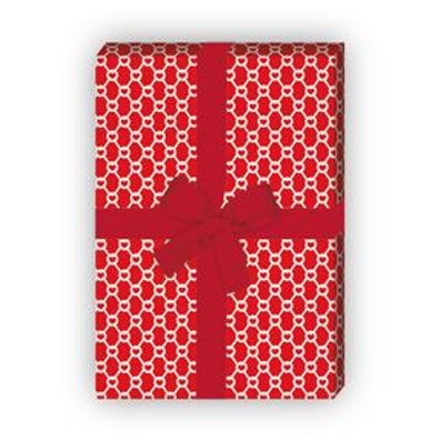 Herziges Geschenkpapier mit kleinem grafischem Muster in rot - G6402, 32 x 48cm