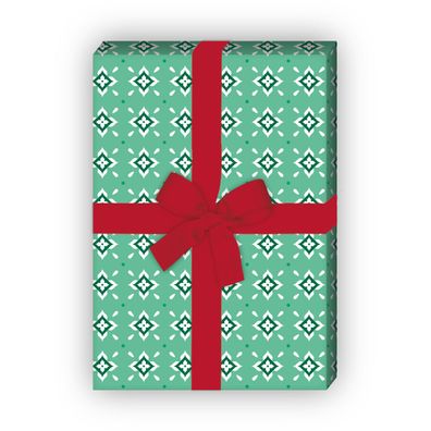 Grafisches Geschenkpapier mit kleinem Rauten Muster in grün - G6410, 32 x 48cm