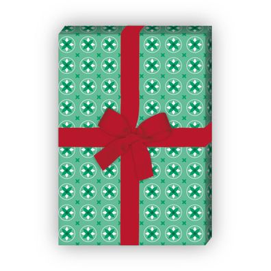 Grafisches Geschenkpapier mit kleinem Sternen Muster in grün - G6416, 32 x 48cm
