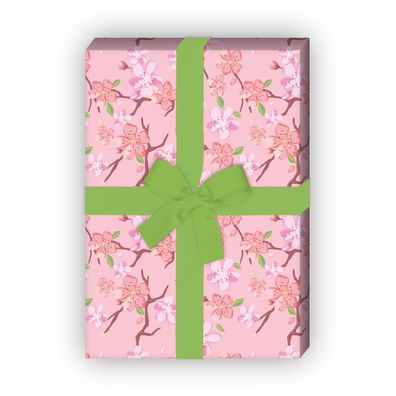 Frühlings Geschenkpapier für liebevolle Geschenke Set in rosa - G6438, 32 x 48cm