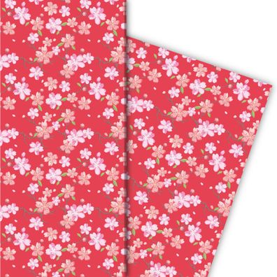 Frühlings Geschenkpapier für liebevolle Geschenke Set in rot - G6439, 32 x 48cm