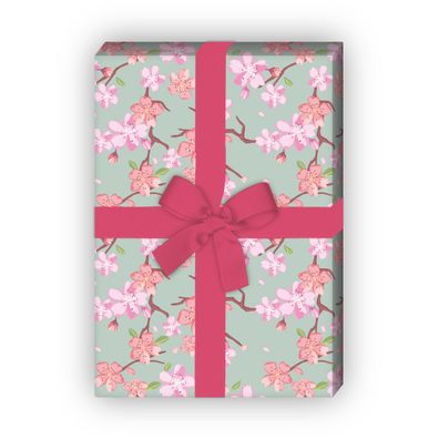 Frühlings Geschenkpapier für liebevolle Geschenke Set in grün - G6440, 32 x 48cm