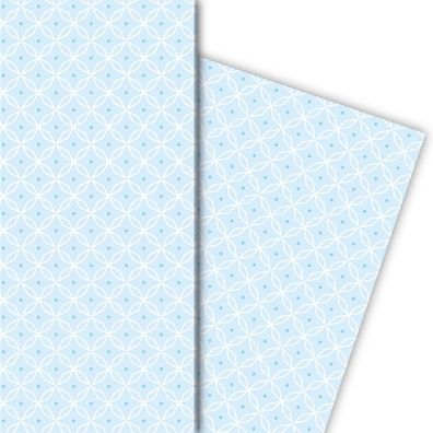 Klassisches Geschenkpapier mit grafischem Sternen Muster in hellblau - G7213, 32 x 48