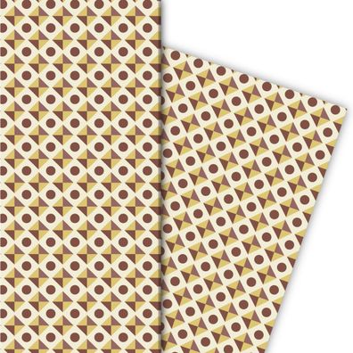 Herren 70er Jahre Geschenkpapier mit geometrischem Muster in beige braun - G7219, 32