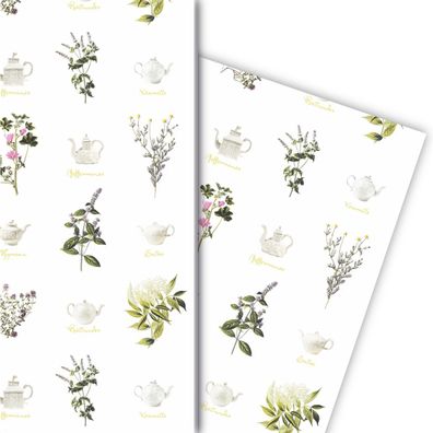 Elegantes Kräuter Tee Geschenkpapier für liebevolle Geschenke - G7276, 32 x 48cm