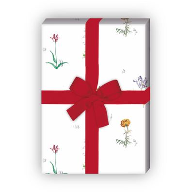 Feines Lilliput Geschenkpapier mit Tulpen und kleinen Figuren - G7281, 32 x 48cm