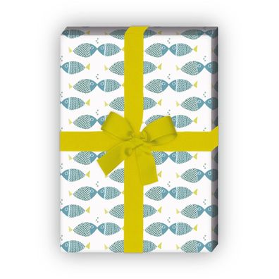 Liebes Geschenkpapier mit küssenden Fischen (32 x 48cm) auf weiß - G7544, 32 x 48cm