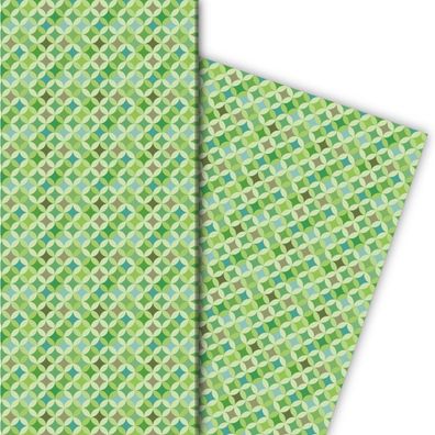 Grafisches Geschenkpapier mit kleinem Mosaik Muster, grün - G8256, 32 x 48cm