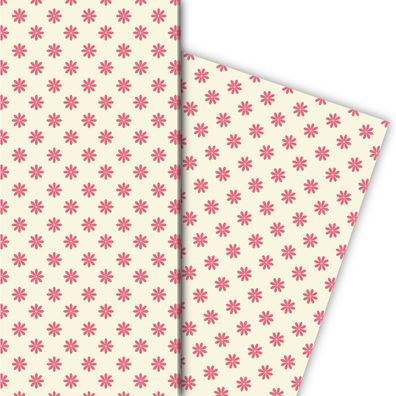 Frisches Geschenkpapier mit klassischem Blumen Dekor, rosa - G8313, 32 x 48cm