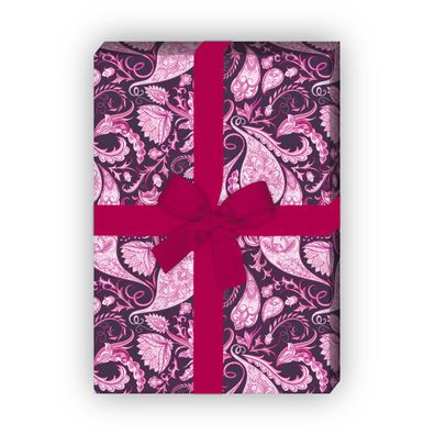 Klein gemustertes Geschenkpapier mit Paisley muster, lila - G10159, 32 x 48cm