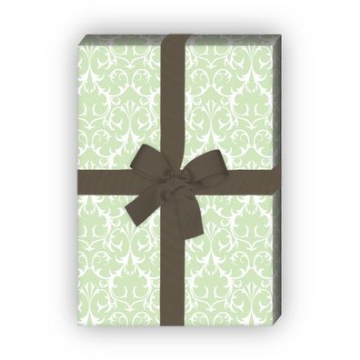 Feines ornamentales Geschenkpapier zur Hochzeit, Taufe oder Geburt, grün - G10164, 32