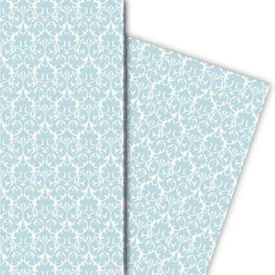 Elegantes ornamentales Geschenkpapier zur Hochzeit, Taufe, Geburt, hellblau - G10166,