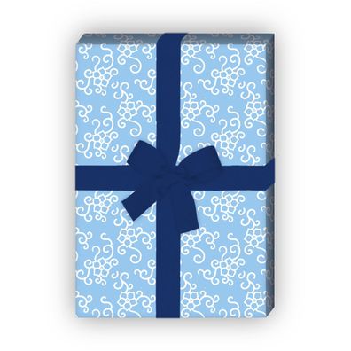 Indigo Geschenkpapier mit Ranken Blüte für liebevolle Geschenk Verpackung - G8482, 32