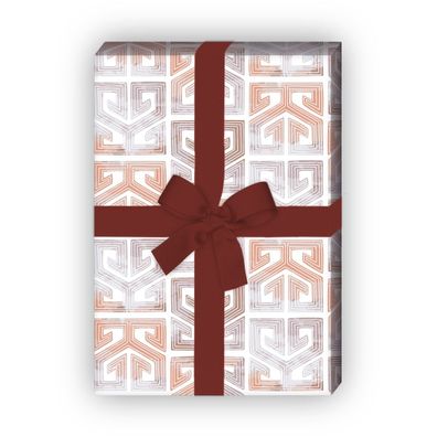 Ethno Geschenkpapier zum Einpacken mit Azteken Muster, braun 32 x 48cm - G10270, 32 x