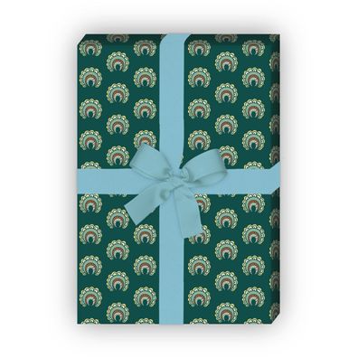 Feines Geschenkpapier mit Paisley Hörnchen, grün zum Einpacken - G11503, 32 x 48cm