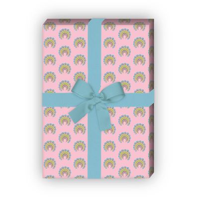Feines Geschenkpapier mit Paisley Hörnchen, rosa zum Einpacken - G11504, 32 x 48cm