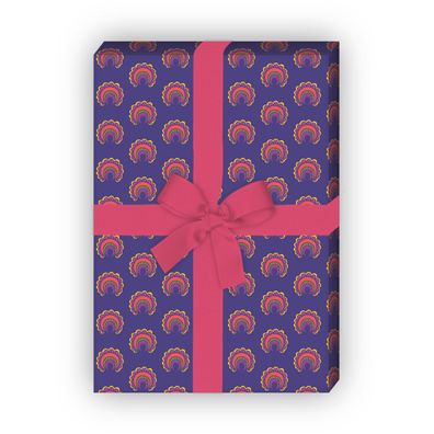 Feines Geschenkpapier mit Paisley Hörnchen, lila zum Einpacken - G11506, 32 x 48cm