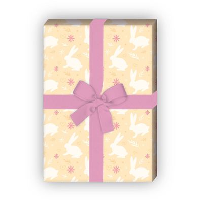 Häschen Geschenkpapier mit Herz für Geburtstage, Geburt, Ostern, gelb - G11870, 32 x