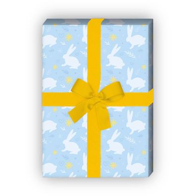 Häschen Geschenkpapier mit Herz für Geburtstage, Geburt, Ostern, hellblau - G11871, 3