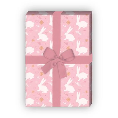 Häschen Geschenkpapier mit Herz für Geburtstage, Geburt, Ostern, hellblau - G11872, 3