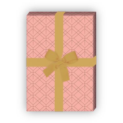 Feines rosa geometrisches Jugendstil Geschenkpapier, Art Deko - G12302, 32 x 48cm