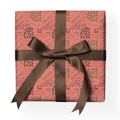 Feines Geschenkpapier: edles Geschenkpapier mit Weihnachts-Blattwerk, rot - G22102, 3