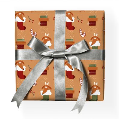 Komisches Hunde Weihnachts Geschenkpapier mit Weihnachts Hund und Gebäck Muster - G2