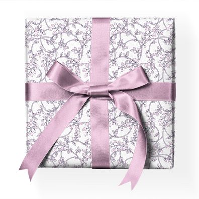 Leichtes Jugendstil Klassisches Geschenkpapier mit zarten Blatt Ranken, rosa - G22179