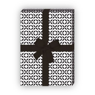Grafisches Geschenkpapier im reduziertem Mosaik Design, schwarz weiß, - G8446, 32 x
