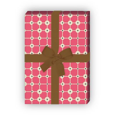 Geometrie Design Geschenkpapier, Dekorpapier mit Punkt Kachel Muster, rosa - G8700, 3