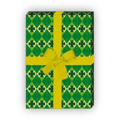 Grünes Glücks Geschenkpapier Set, Dekorpapier mit St. Patricks Klee - G8720, 32 x 48c