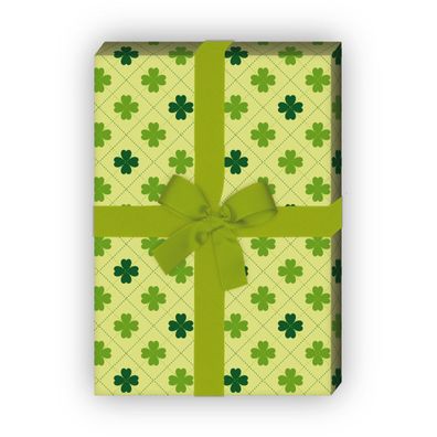 Glücksklee Geschenkpapier, Dekorpapier mit grünem St. Patricks Klee Muster - G8721, 3