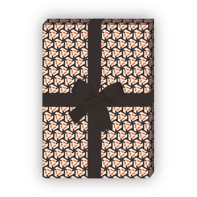 Grafisches Geschenkpapier Set, Dekorpapier im Escher Retro Look, rosa, - G8741, 32 x
