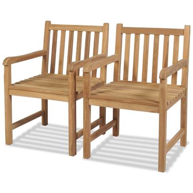 vidaXL Gartenstühle 2 Stk. Massivholz Teak