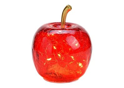 Roter GLAS-APFEL - LED-Lichterkette mit Timer Dekoration Apfel Licht Glas