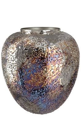 Gilde Deko Vase "Pavone" braun/ blau metallic H: 27 cm Ø 26 cm 67950