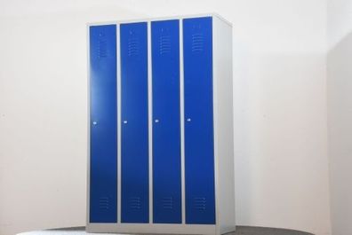 Garderobenschrank, 180x83x50cm, blau/ lichtgrau, gebraucht