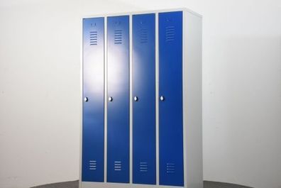 Garderobenschrank, 180x83x50cm, blau/ lichtgrau, gebraucht