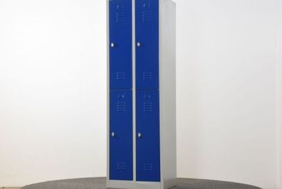 Garderobenschrank, 194x60x50cm, blau/ grau, gebraucht