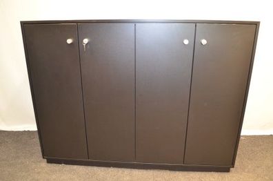 Sideboard 3OH, schwarz, 120x100, 4x Flügeltür, verschließbar, gebrauchte Büromöbel