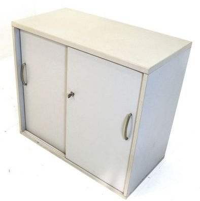 Sideboard 2OH, 77x84cm, Lichtgrau, gebrauchte Büromöbel
