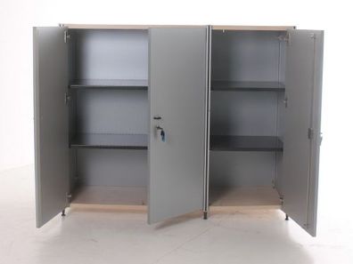 Sideboard 3OH, 113x133,5cm, Silber/ Ahorn, 3x Flügeltür, verschließbar, gebrauchte Bü