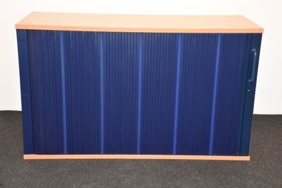 Werndl Sideboard 2 OH, Buche, Rolltür blau, 120 cm Breite, gebraucht