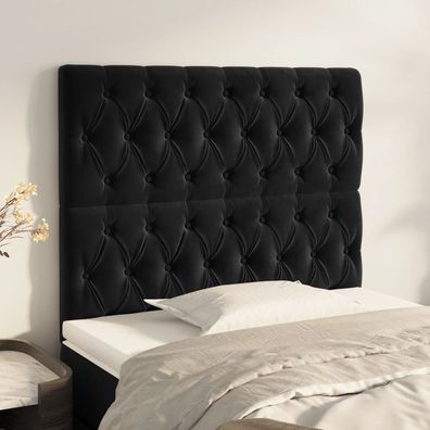 vidaXL Kopfteile 2 Stk. Schwarz 90x7x78/88 cm Samt