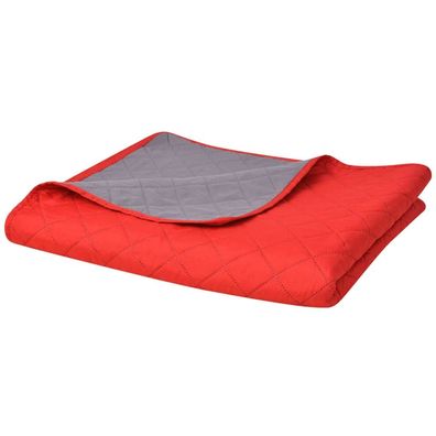 vidaXL Zweiseitige Tagesdecke Gesteppt Rot und Grau 230x260 cm