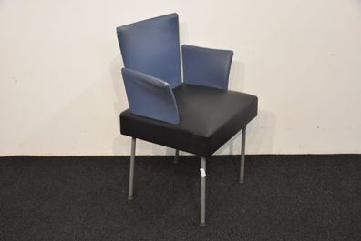 MONTIS Leder-Sessel, blau/ schwarz, gebraucht