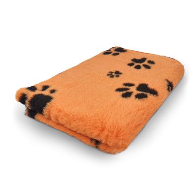 Vet Bed Hundedecke Hundebett Schlafplatz 150 x 100 cm orange schwarze Pfoten