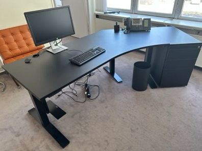 Komplettbüro, schwarz, 4-teilig, gebraucht