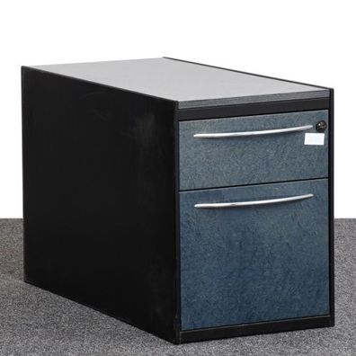 Standcontainer, blau marmoriert, Hängeregister, Schubladen, gebraucht