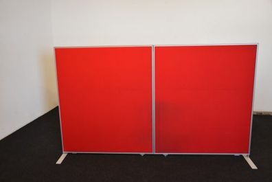 Lärmschutzwand, Stellwand, Raumtrenner, 200,5x119,5 cm, rot zweiteilig, gebraucht